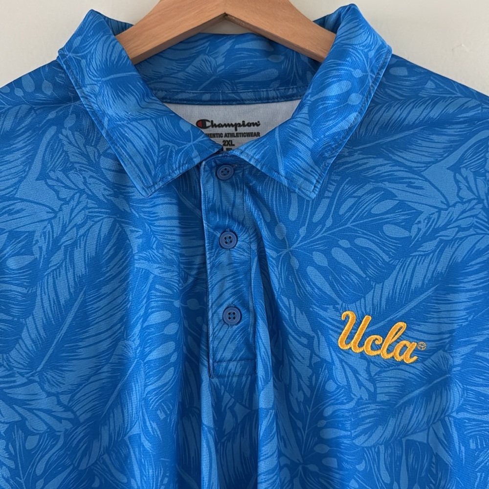 UCLA Bruins Champion Embroidered Blue Short Sleeve Men's Polo Shirt Size 2XL - Picture 7 of 8